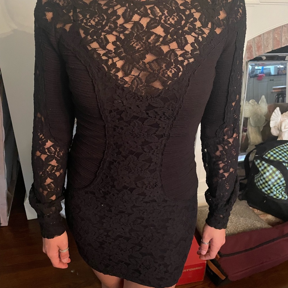 Plenty by Tracy Reese black lace mini dress size M